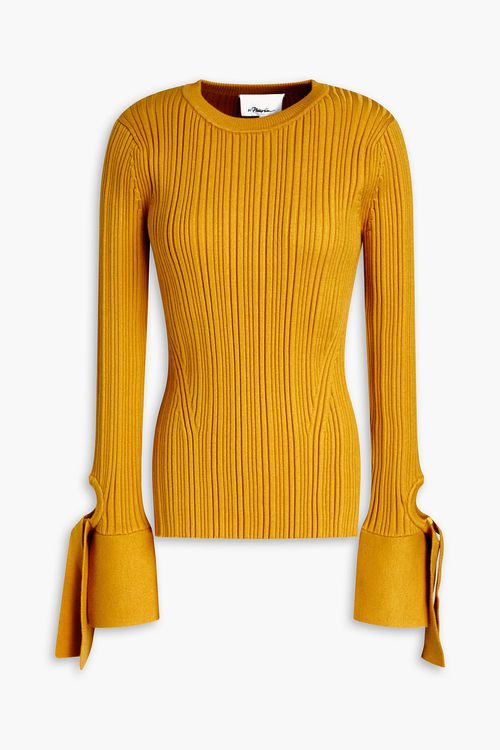 Cutout ribbed wool-blend sweater - Yellow - M