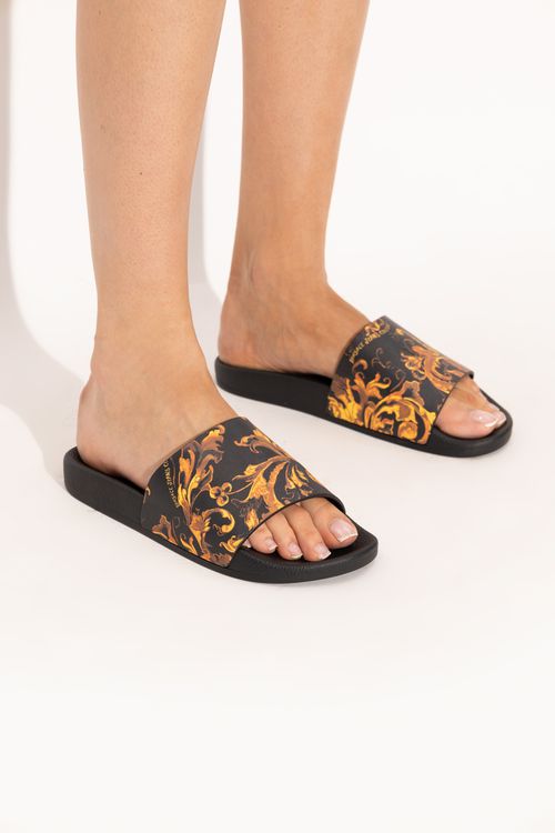 Rubber Flip-flops With Print, Women's, Black