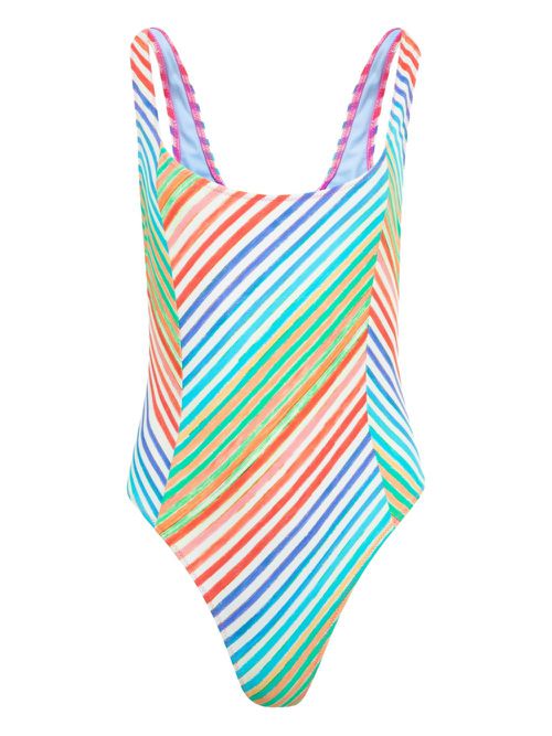 Bias Crayon striped swimsuit - Blue
