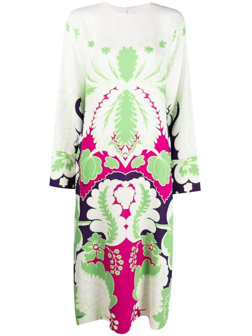 Valentino Garavani floral print silk midi dress - White