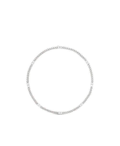 Triomphe Small Gourmette Necklace in Brass with Rhodium Finish