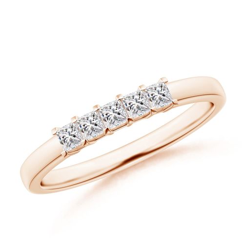 Angara 0.3 Carat Classic Five Stone Princess Diamond Wedding Ring for Her in 14K Rose Gold