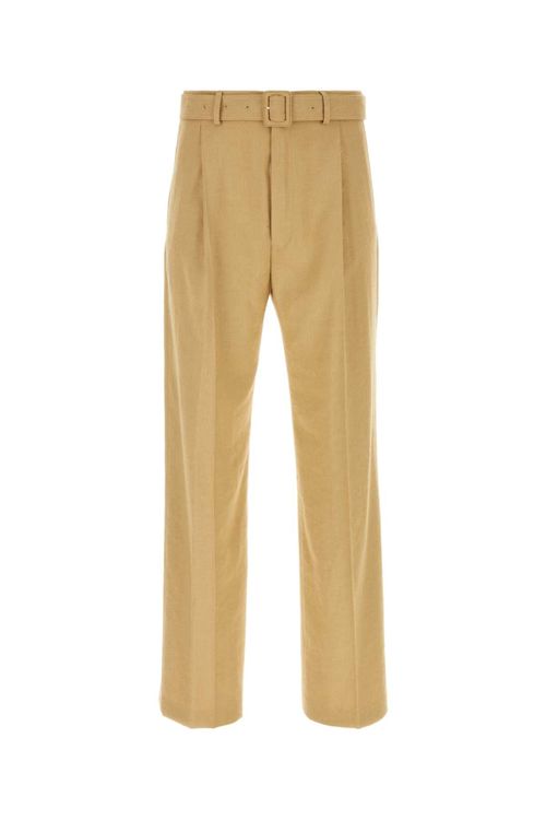 Viscose Blend Trousers — Beige