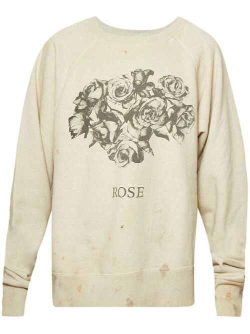 Rose-print crew-neck sweatshirt - Neutrals