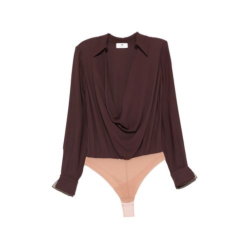 Draped Long-sleeve Bodysuit