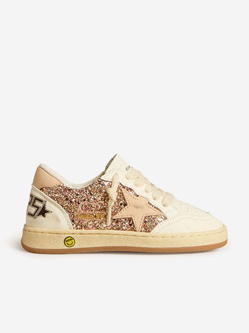Golden Goose Girls Ballstar Glitter and Leather Trainers in Pink EU 28 UK 10