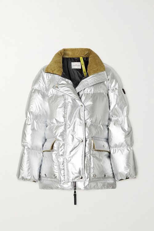 + 2 Moncler 1952 Paquita Corduroy-trimmed Quilted Metallic Coated-cotton Donsjack - Zilver - 0