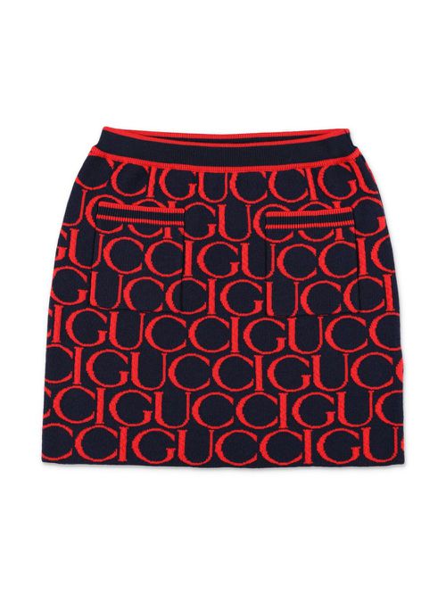 Wool-jacquard skirt - Blue