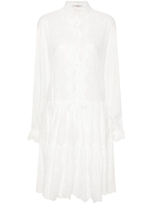 Floral-embroidery mini dress - White