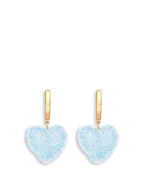 Jelly Heart Hoop Earrings in 18K Gold/Baby Blue
