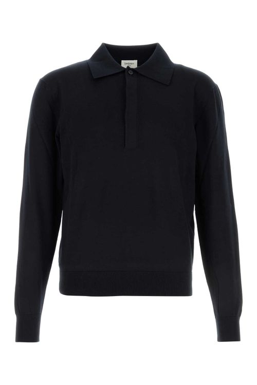 Midnight Blue Silk Blend Polo Shirt