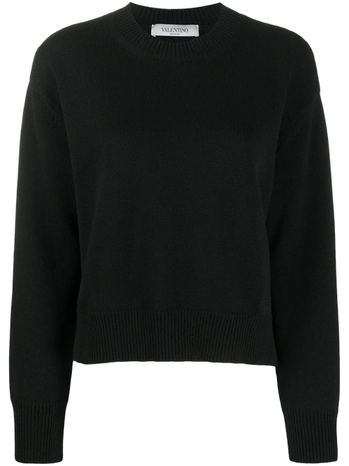 Crew-Neck Cashmere Sweater — Black