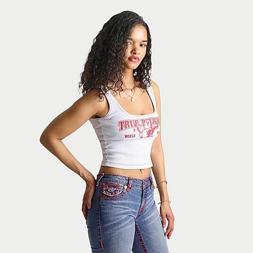 Women's Contrast Ribbed Tank Top in Heather Grey