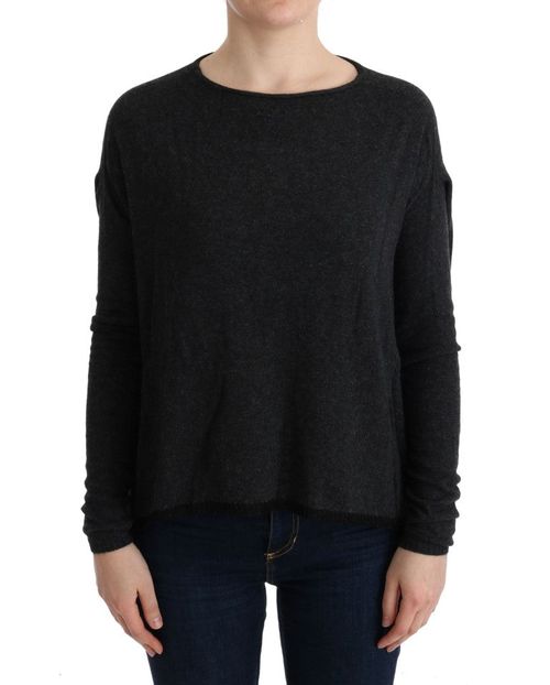 Viscose-Blend Knit Sweater — Gray