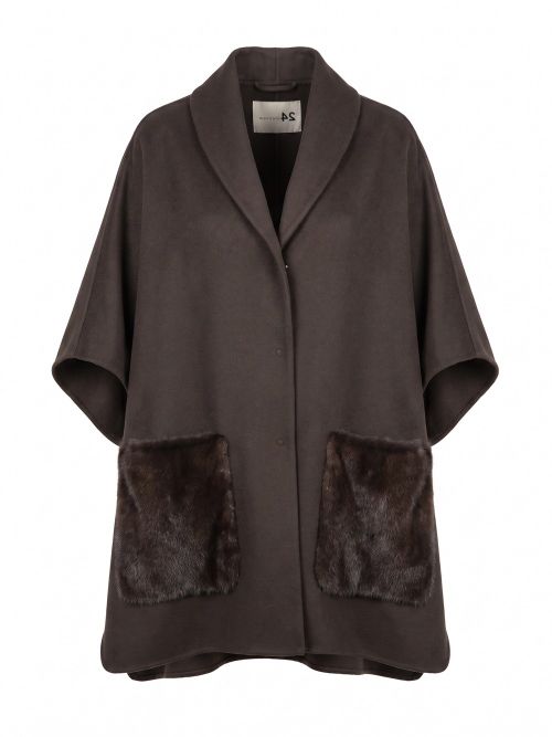 Cashmere Cape With Mink Details