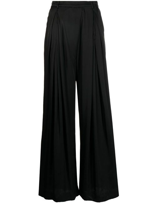 Wide-leg pleated trousers - Black