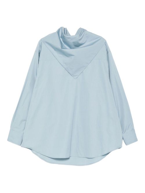 Blue Draped Cotton Shirt