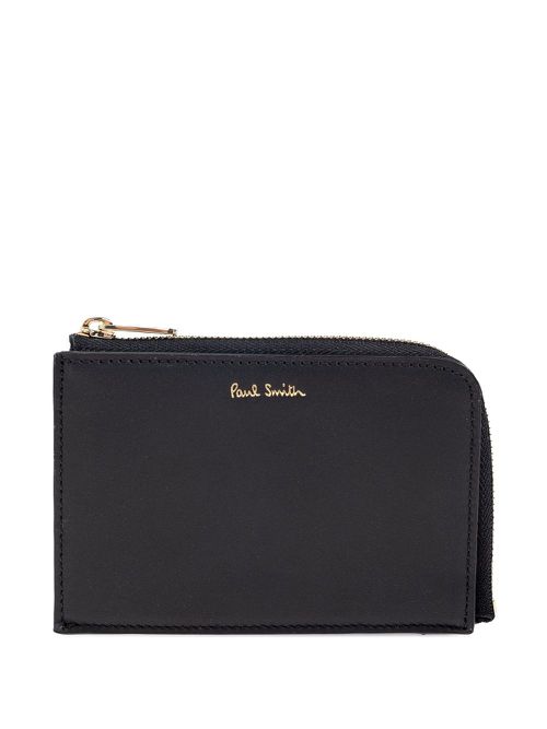 Signature Stripe zip-around leather wallet - Black