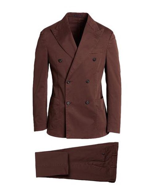 Man Suit Chocolate brown Size 40 Cotton, Elastane