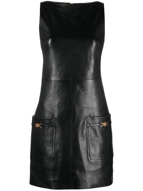 Medusa-plaque leather minidress - Black