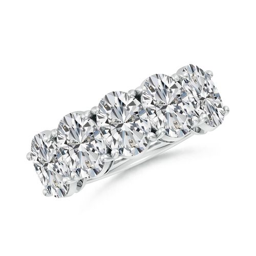 Angara 5.0 Carats Oval Diamond Five Stone Classic Anniversary Ring in Silver