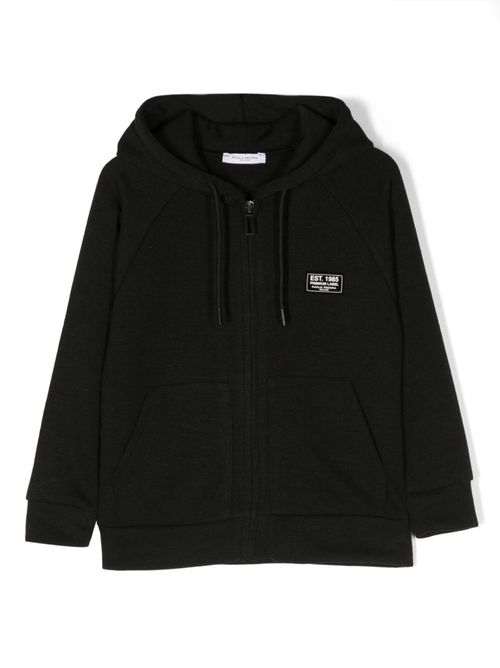 Logo-patch zip-up hoodie - Black