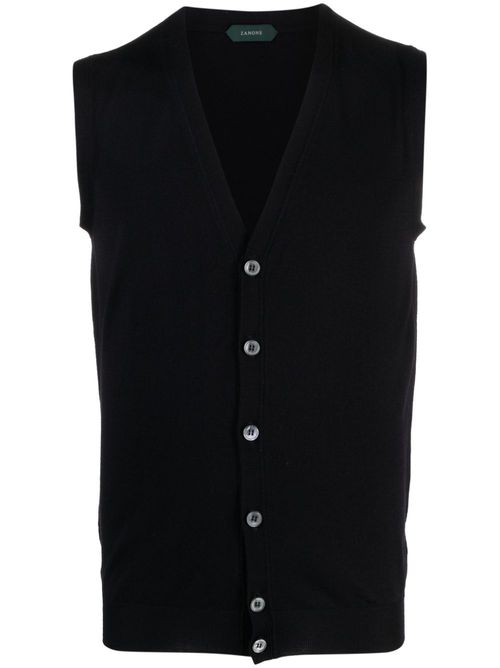 V-neck buttoned gilet - Blue