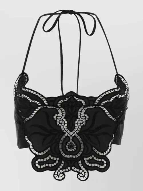 Blumarine - lace halterneck top sheer panels embroidery