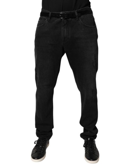 Skinny Cotton Denim Jeans — Black