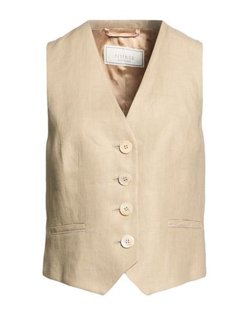 Woman Tailored Vest Khaki Size 6 Linen