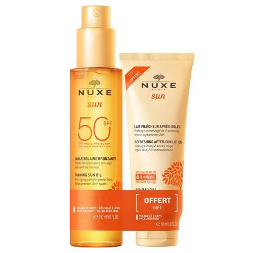 Nuxe Sun Tanning Solar Oil SPF50 150ml + FREE Fresh Aftersun Milk 100ml