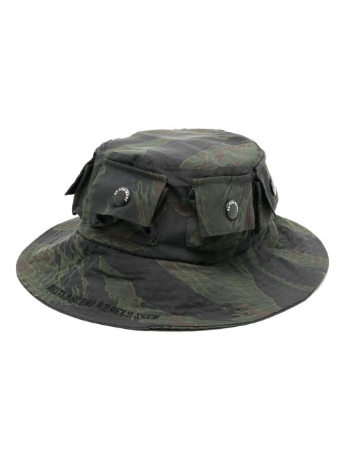 Camouflage-print cotton bucket hat - Green