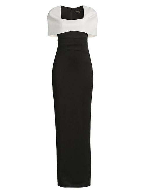 Women's Bernice Capelet Column Gown - Black Whip Cream