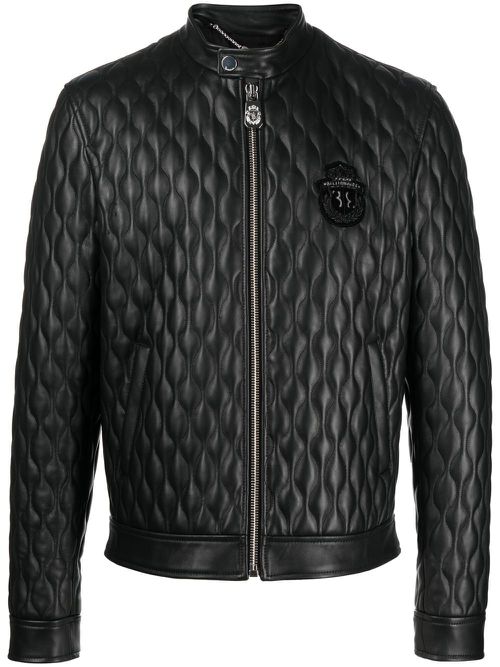 Quilted leather jacket - Black