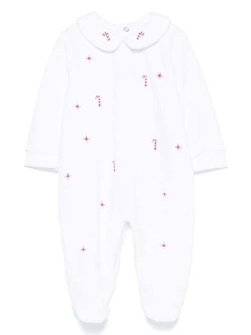 Candy cane-embroidered pyjamas - White