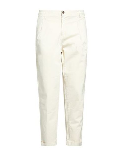 Man Pants Cream Size 38 Cotton, Elastane