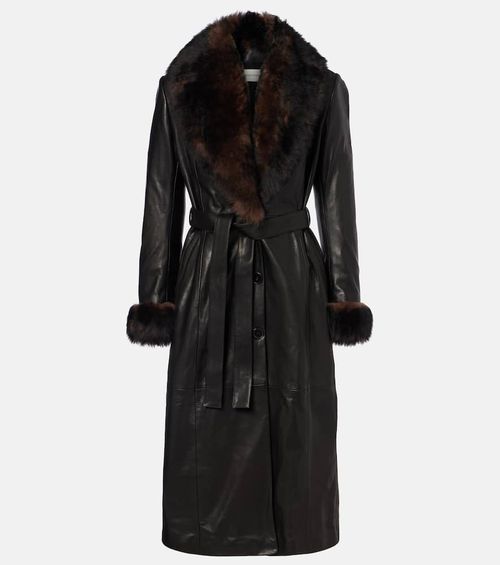 Baez shearling-trimmed leather coat