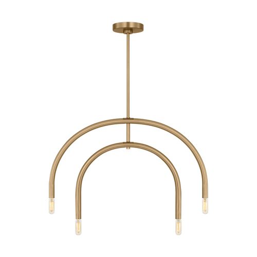 Satin Brass Four Light Chandelier from the Hadden Collection