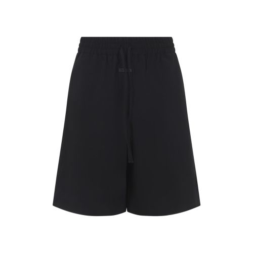Black Relaxed Solid Shorts