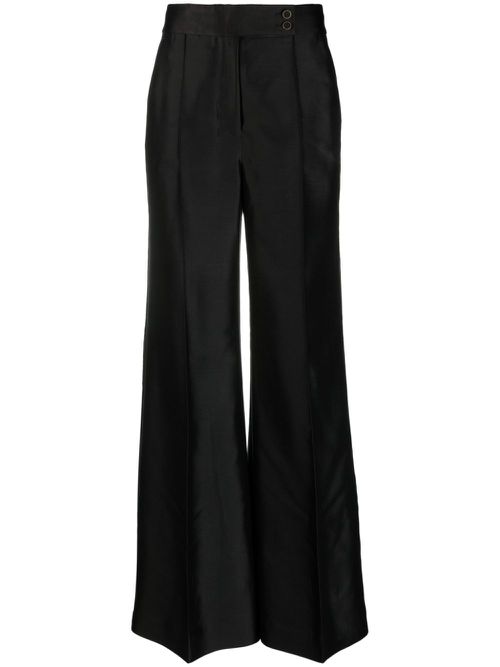 Wool-blend wide-leg trousers - Black