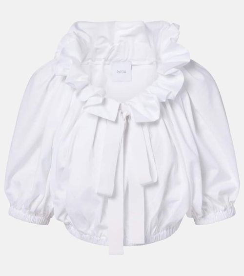 Ruffled cropped cotton top