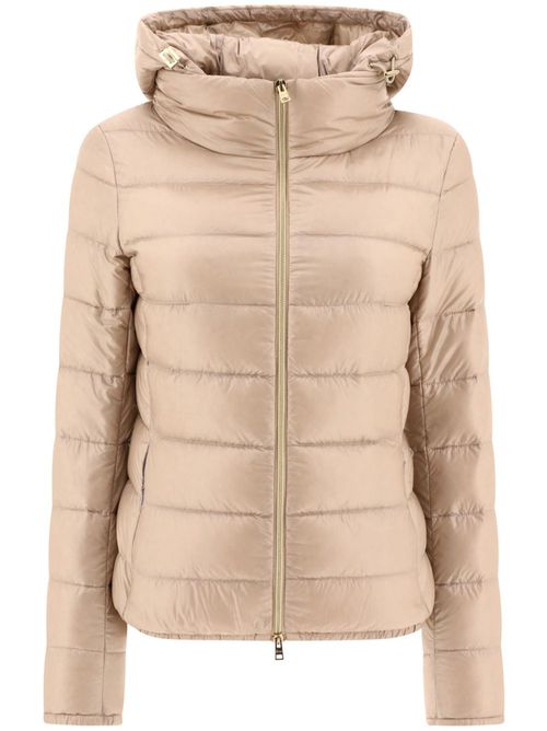 Zip-up hooded down jacket - Neutrals