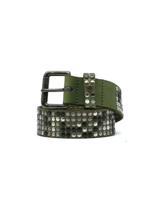 5.000 Studs Color Belt Olive Leather Studded Belt
