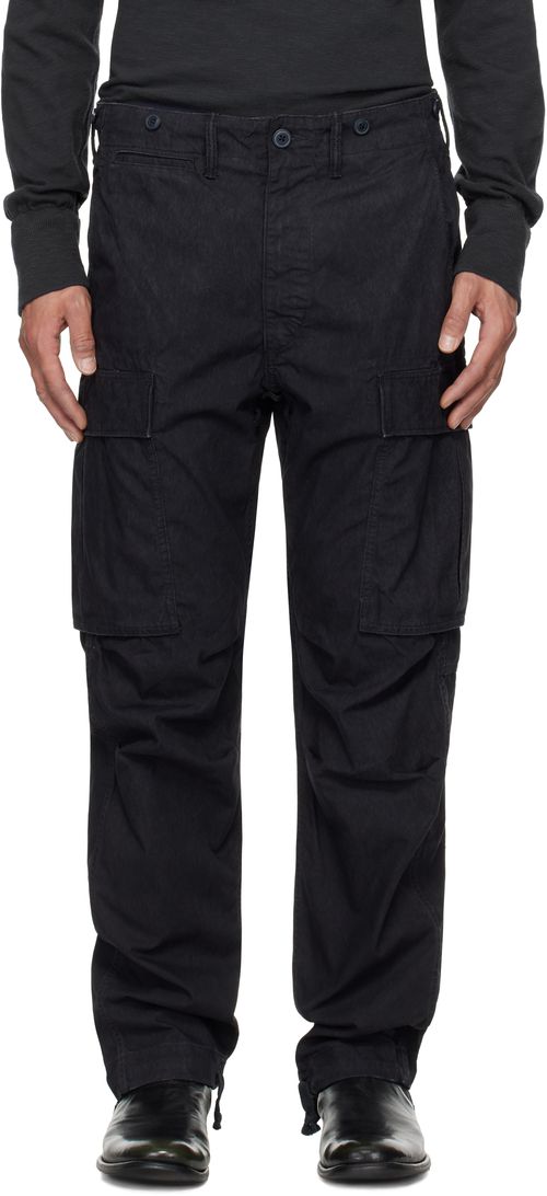 RRL Black Surplus Poplin Cargo Pant