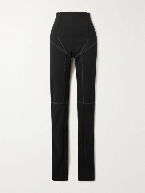 Paneled Stretch-scuba Skinny Pants - Black