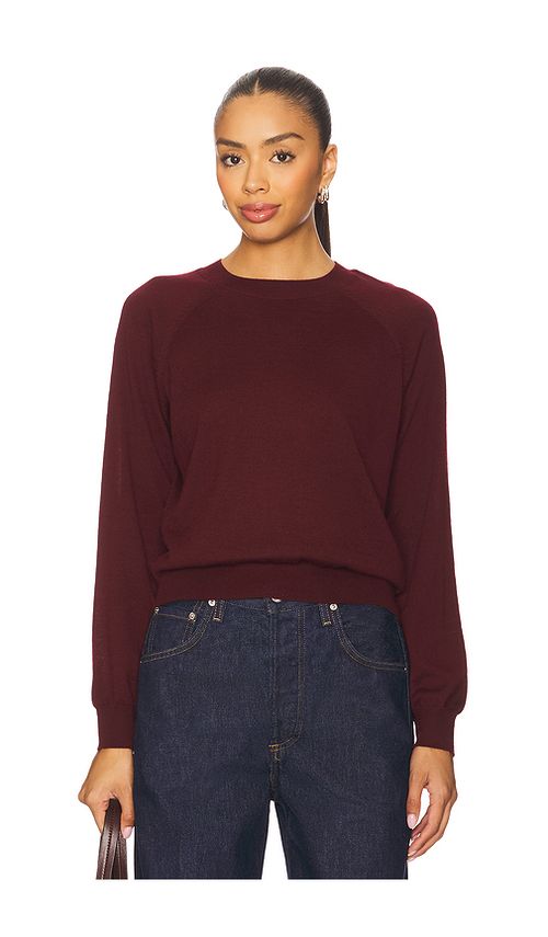 SPRWMN Long Sleeve Raglan Sweater in Wine. L. Also in