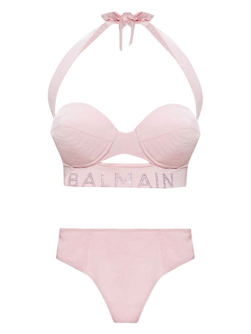 Logo-embellished bikini set - Pink