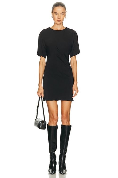EAVES Ira Twisted Tee Dress in Black - Black. M also in L, S, XL