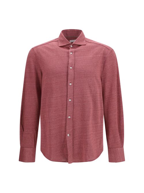 Linen-Cotton Knit Shirt — Red