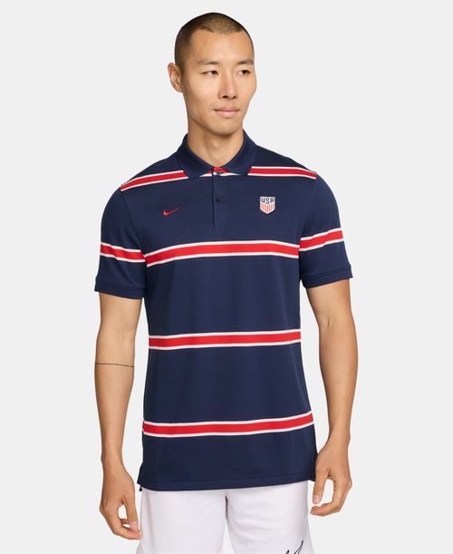 Men's Usa Dri-fit Soccer Polo Shirt - Midnight Navy/Sail/University Red